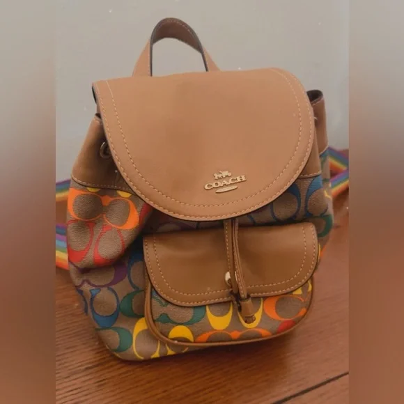Coach | Bags | Coach Brown And Multicolor Signature Backpack  display picture 3